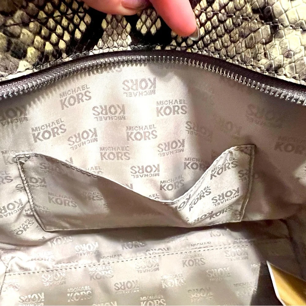 NWT Michael Kors Tina Python Snake Embossed Leather Satchel